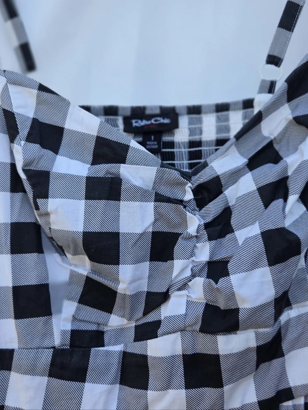 Retro Chic Black and White Gingham Smocked Sundress - Picture 3 of 12